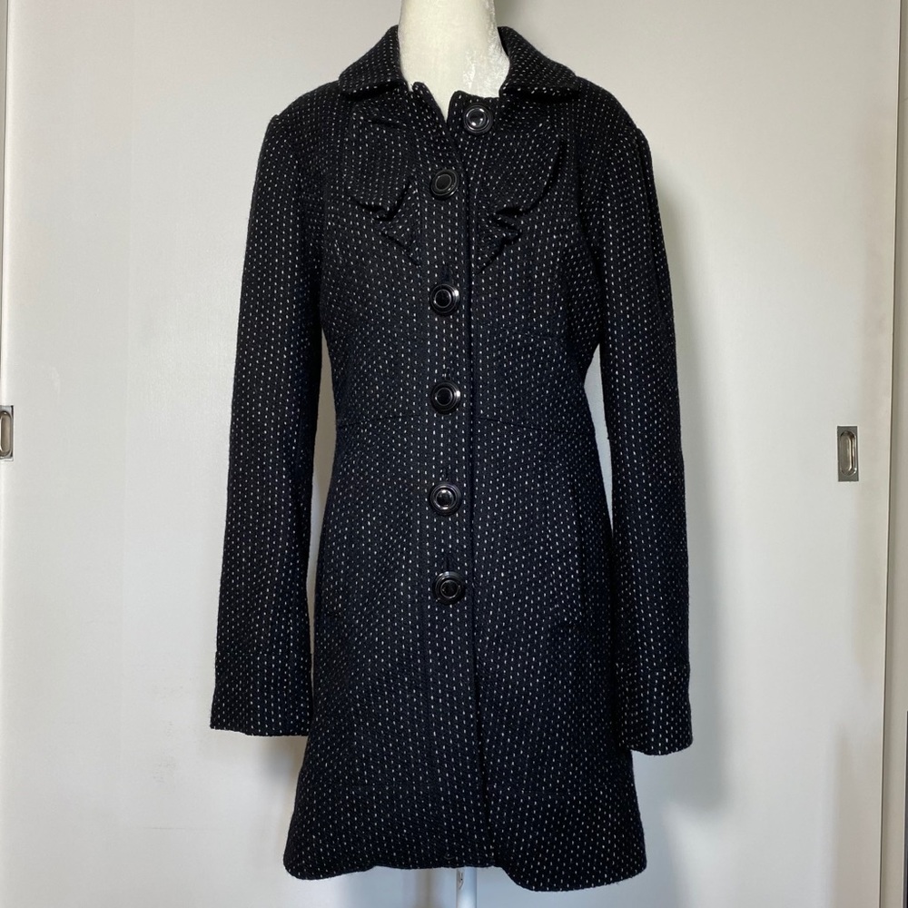 Anthropologie Wool Coat with Ruffle Details
